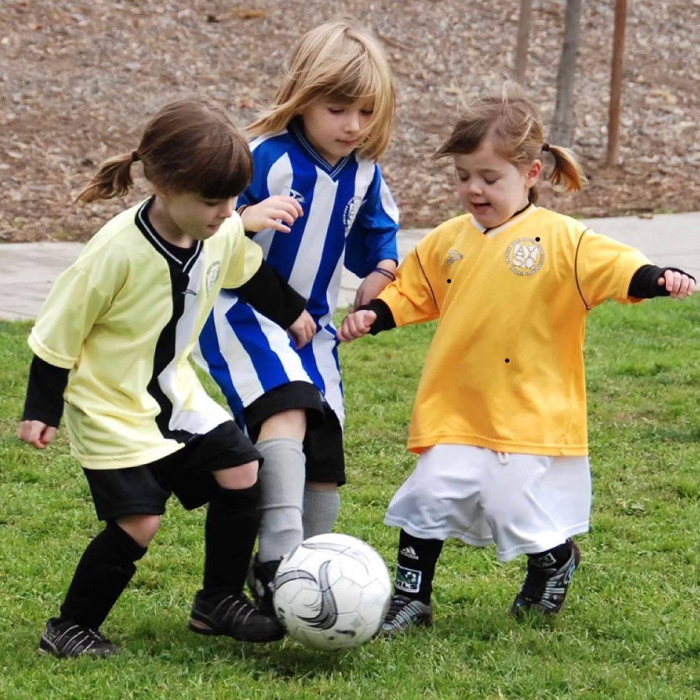 Girls playing soccer